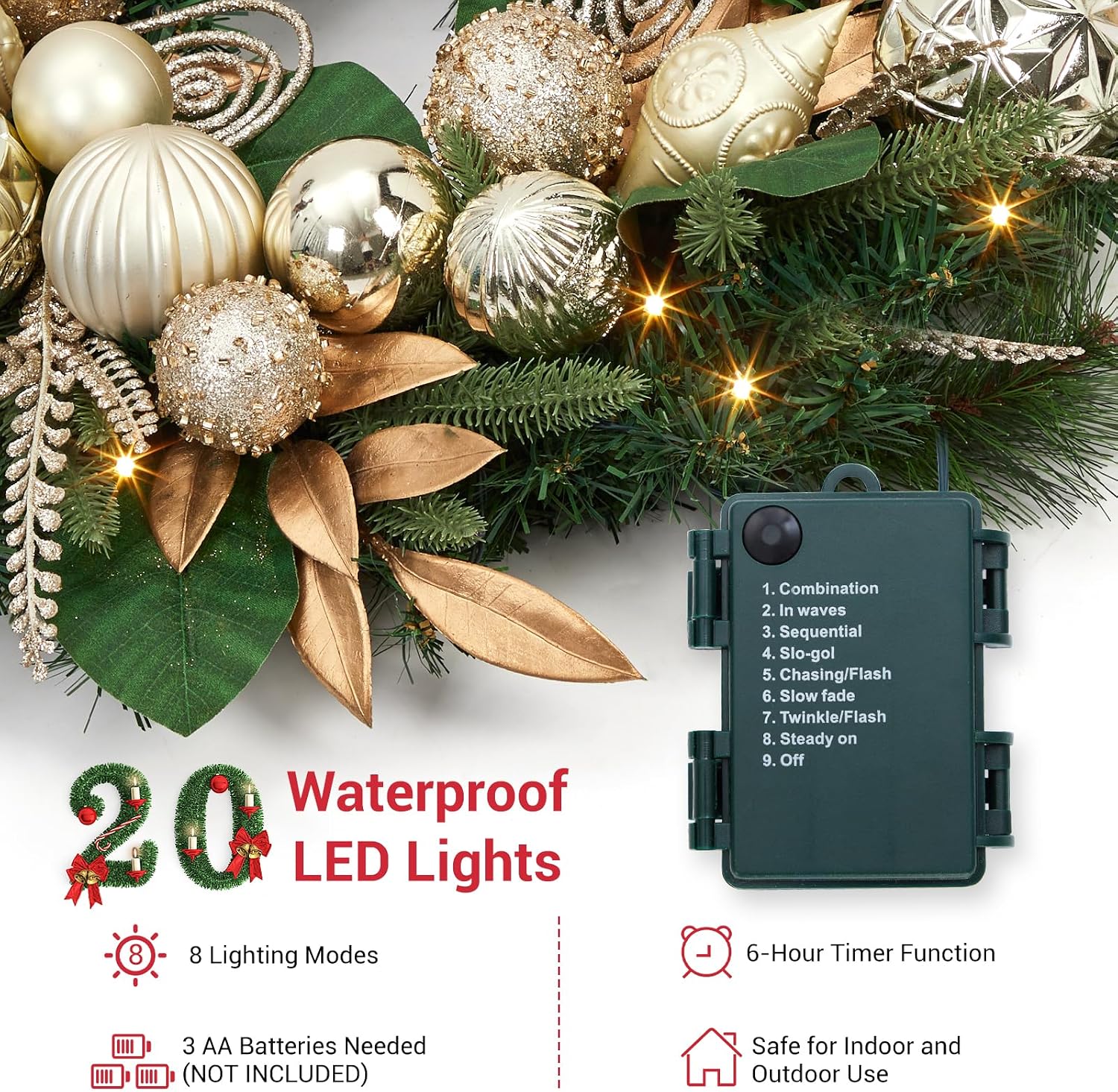 Garvee 24 Inch Christmas Wreat - огляд і ціна Led Fairy String Lights