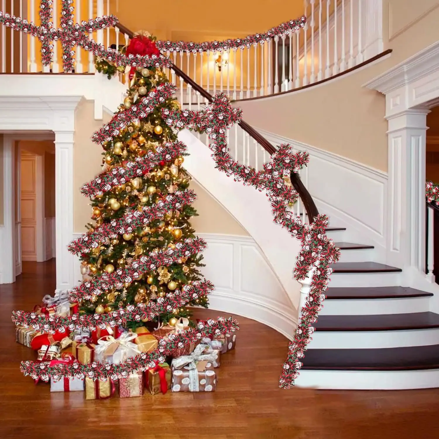 Christmas Tinsel Garland Santa - огляд і ціна Tinsel Garland Decoration