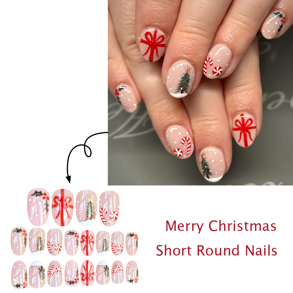 Short Round Press On Nails Chr - огляд і ціна Christmas Tree Artificial